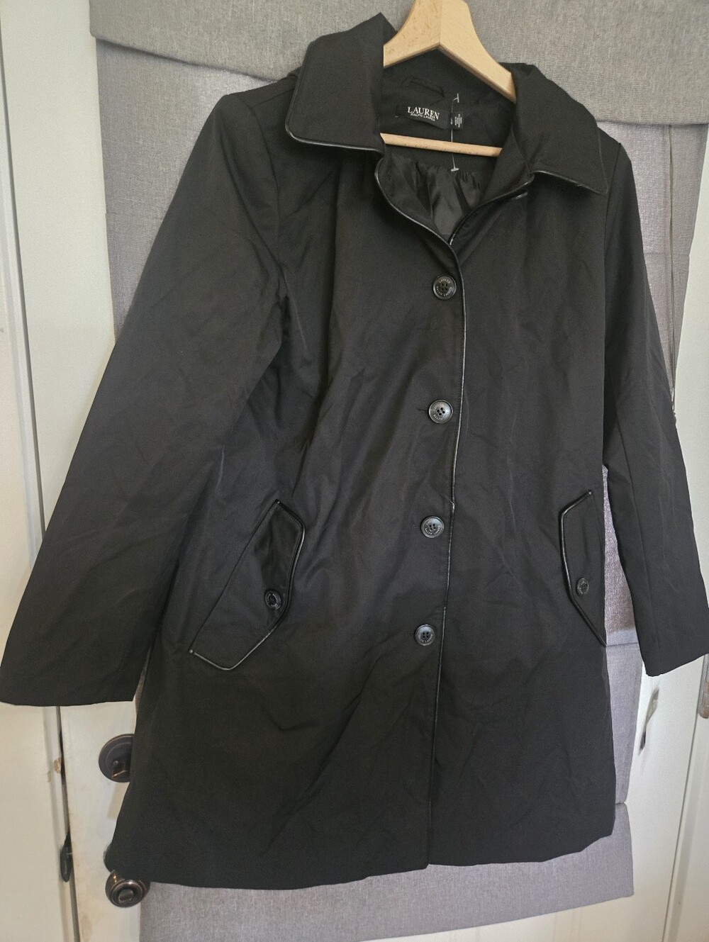 Lauren Ralph Lauren Black Trench Coat Large